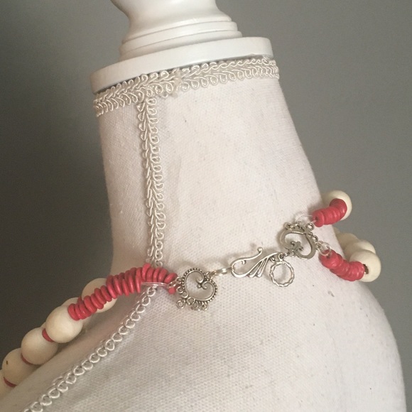 Upcycle Handmade Wood Bead Necklace Beachy Party Vacay Resort Boho Festival - Picture 3 of 5